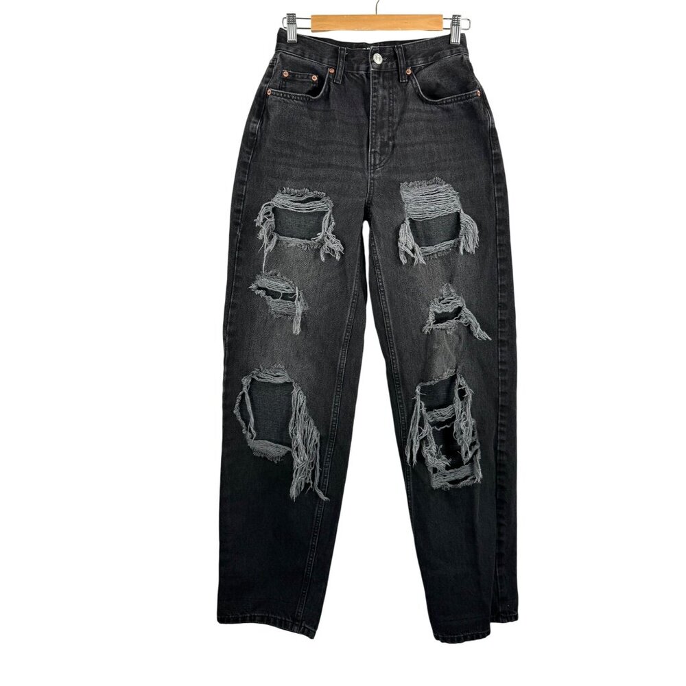 BDG High rise Baggy distressed retro jeans black‎ boho retro 90s sz 26